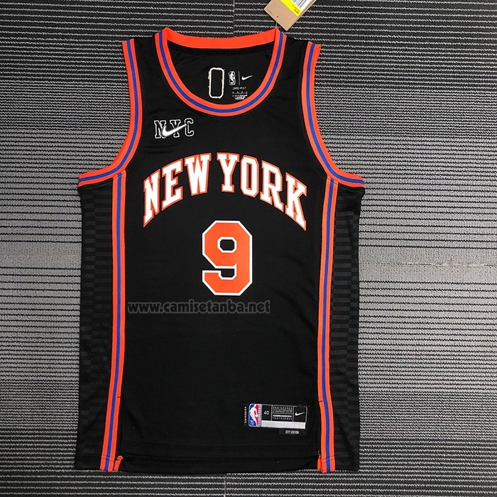 Camiseta New York Knicks RJ Barrett #9 Ciudad 2021-22 Negro